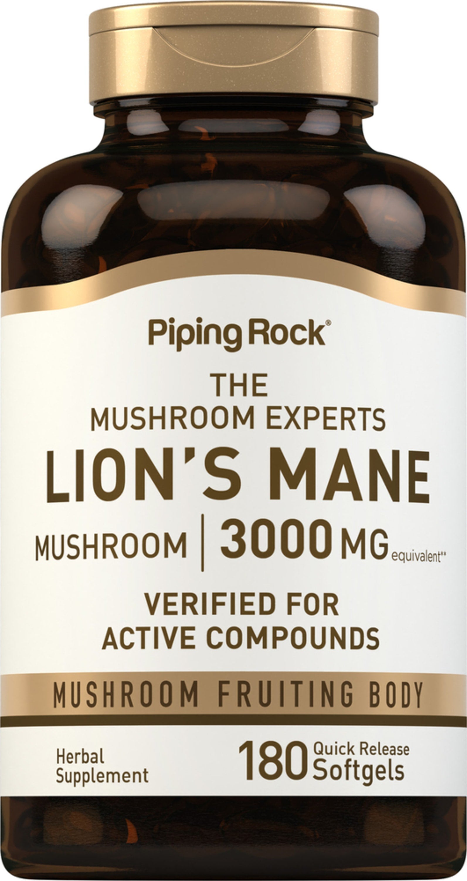 Lion's Mane Mushroom, 3000 mg (per serving), 180 Quick Release Softgels