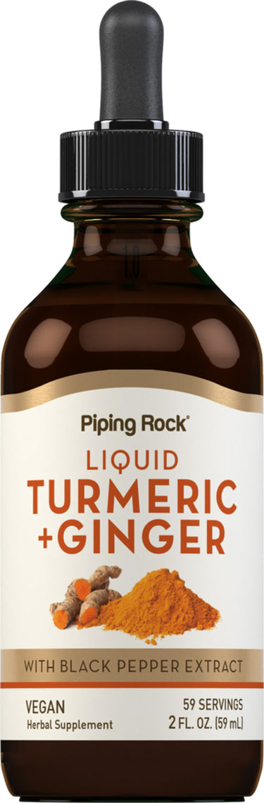 Liquid Turmeric and Ginger with Black Pepper Extract, Vegan Herbal Supplement, 2 fl. oz. (59 mL), 59 servings.