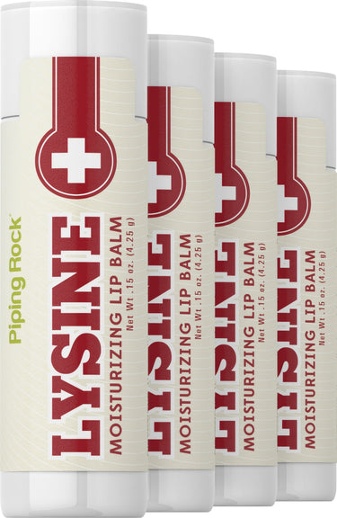 Lysine Lip Balm, (4 pack), 0.15 oz (4.25 g) Tube