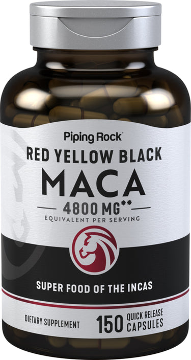 Red Yellow Black Maca 4800 MG** Equivalent Per Serving, 150 Quick Release Capsules, Super Food of the Incas, Dietary Supplement.