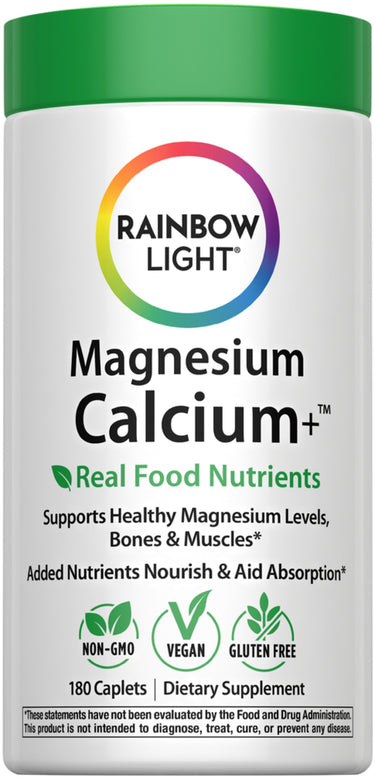 Magnesium Calcium + Real Food Nutrients, 180 Vegan Caplets