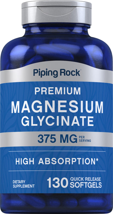 Magnesium Glycinate, 375 mg (per serving), 130 Quick Release Softgels