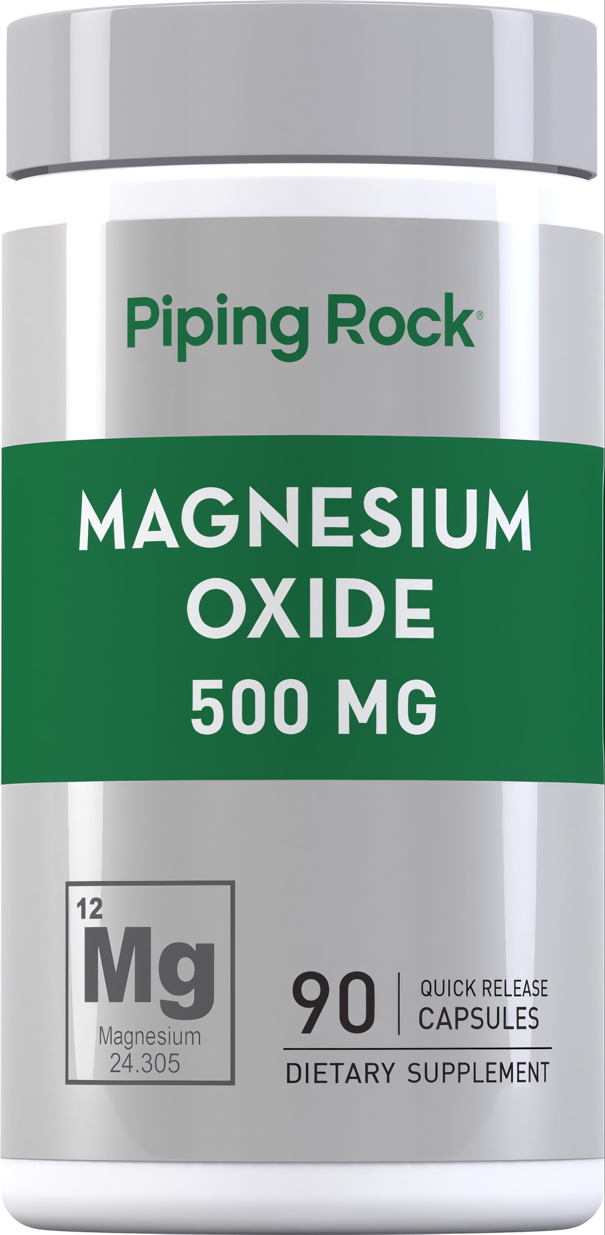 Magnesium Oxide 500 MG 90 quick-release capsules dietary supplement.