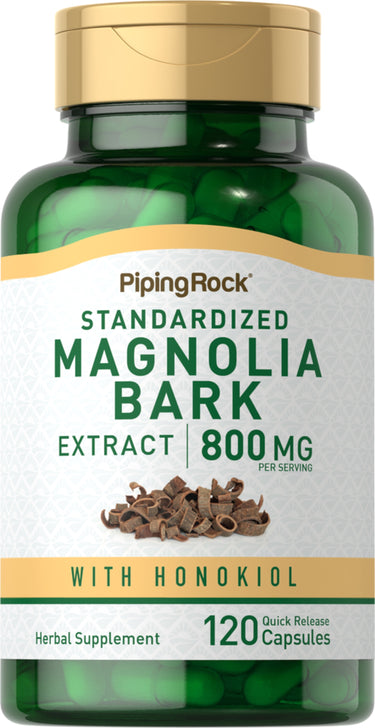 Magnolia Bark Extract 800mg with Honokiol, 120 Quick Release Capsules in a bottle.
