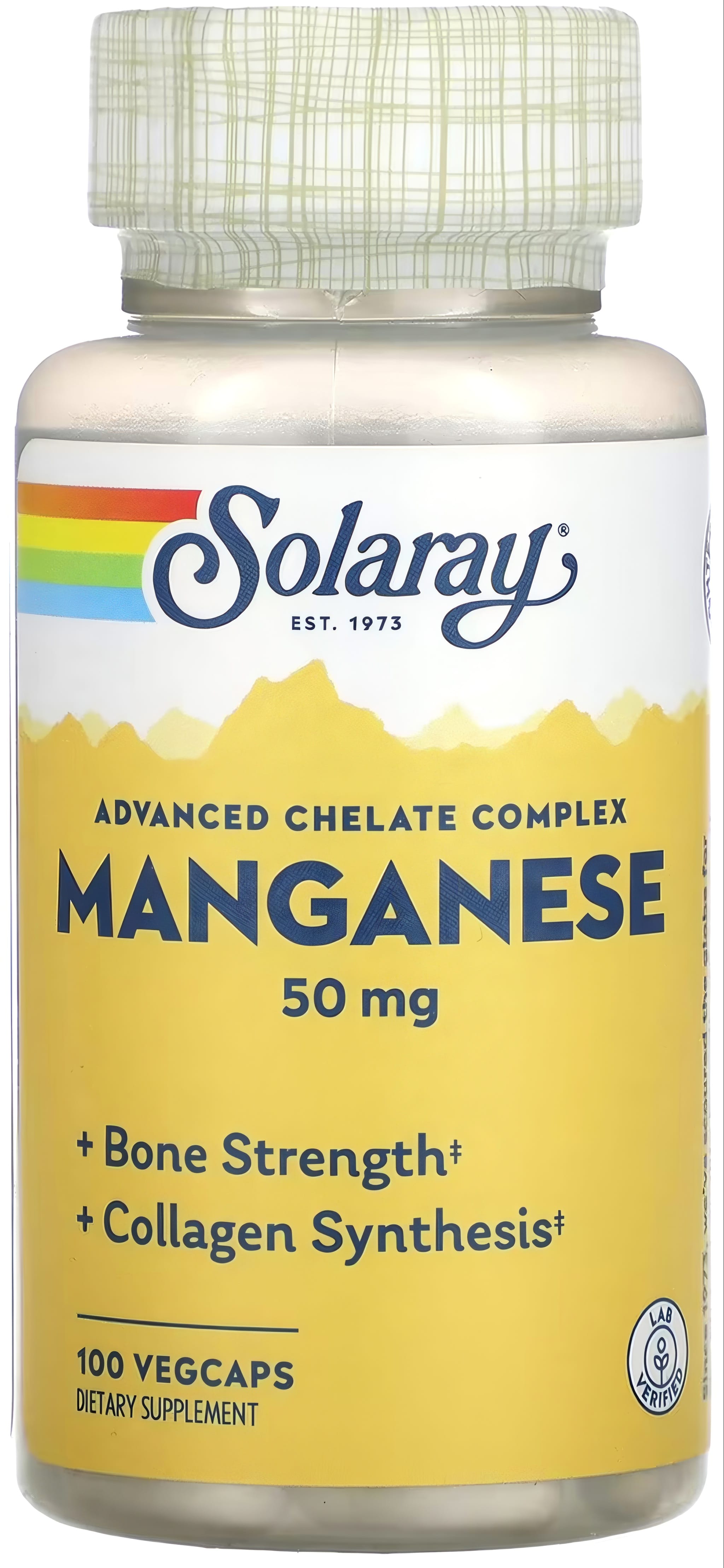 Manganese 50 mg Advanced Chelate Complex, 100 VEGCAPS for bone strength and collagen synthesis support.