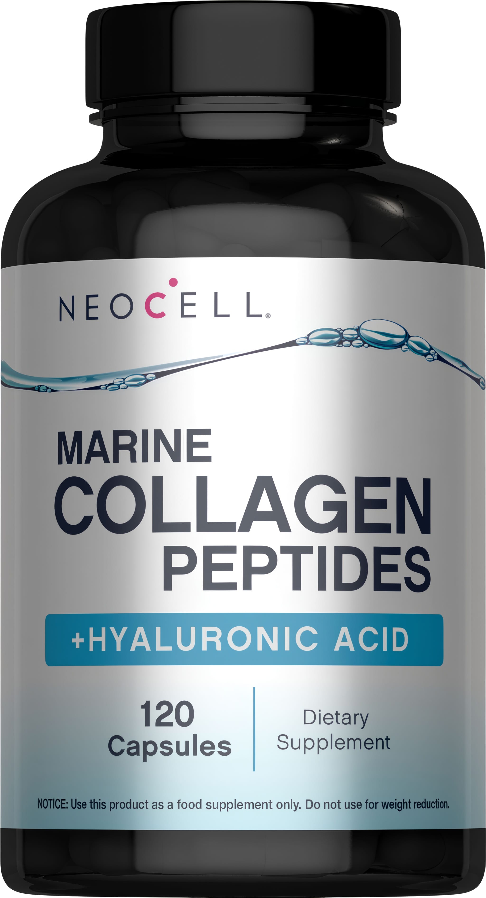 NCL Marine Collagen Peptides and Hyaluronic Acid supplement, 120 capsules.