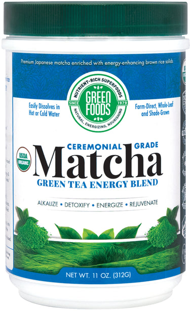 A bottle of Green Fds Matcha Green Tea Energy Blend, 11 oz.