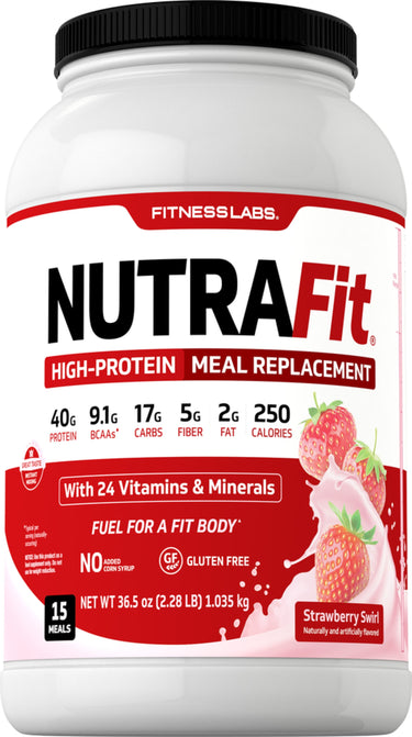 Meal Replacement Shake NutraFit (Strawberry Swirl), 2.28 Lbs (1.035 kg) Bottle