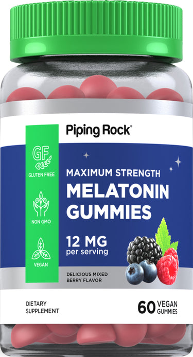 Melatonin (Delicious Mixed Berry), 12 mg, 60 Vegan Gummies