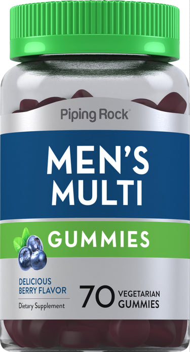 Men's Multi Gummies with 70 vegetarian pieces in delicious berry flavor, a dietary supplement.