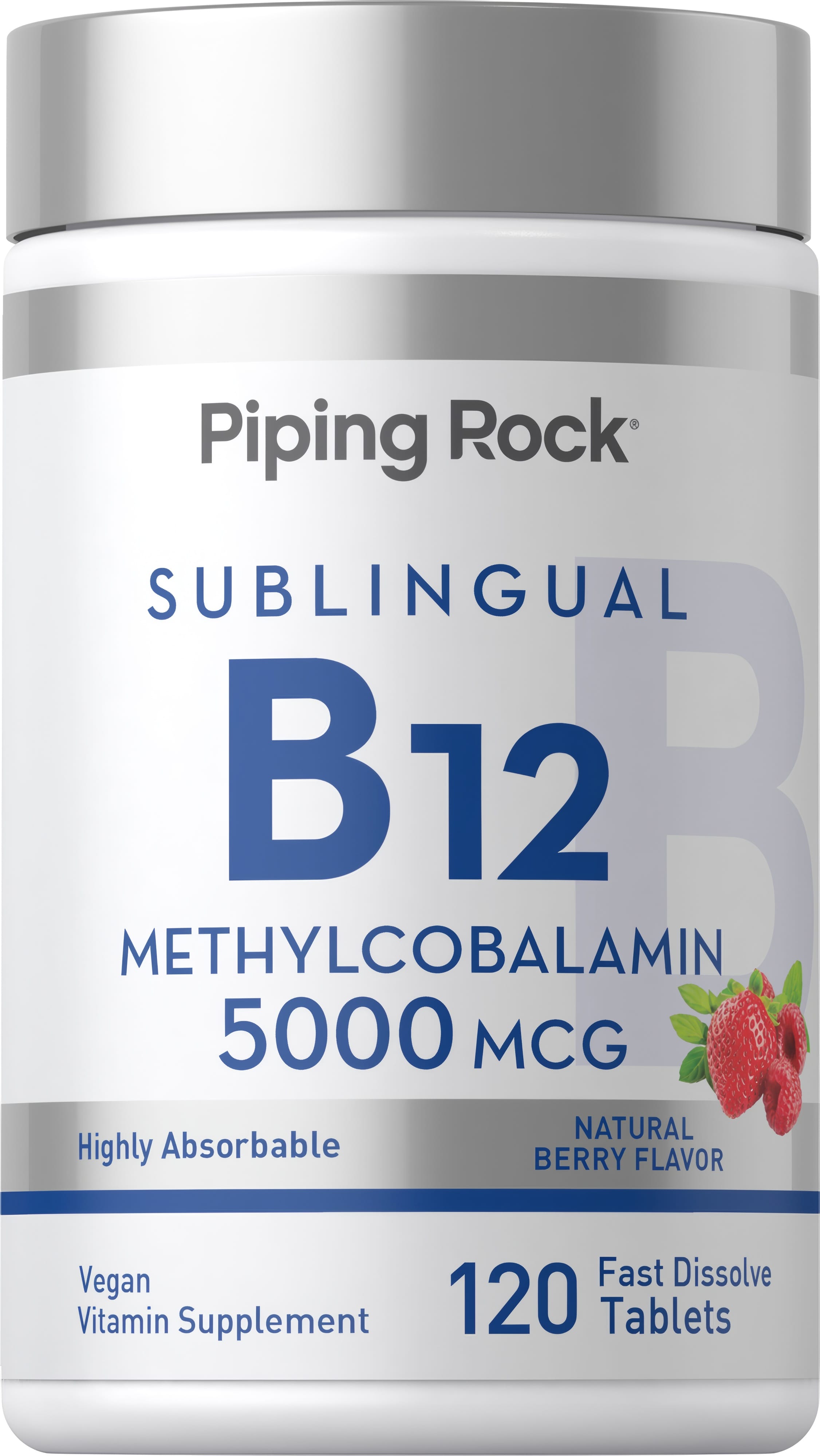 Methylcobalamin B-12 (Sublingual) (Natural Berry), 5000 mcg, 120 Fast Dissolve Tablets