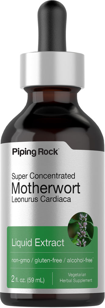 Liquid extract of Motherwort in a 2 fl. oz. (59 mL) dropper bottle.