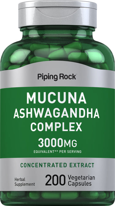 Mucuna Ashwagandha Complex, 3000 mg (per serving), 200 Vegetarian Capsules