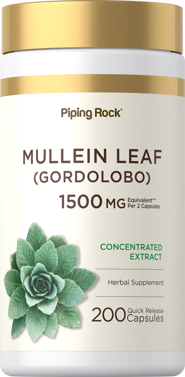 Mullein Leaf (Gordolobo), 1500 mg (per serving), 200 Quick Release Capsules