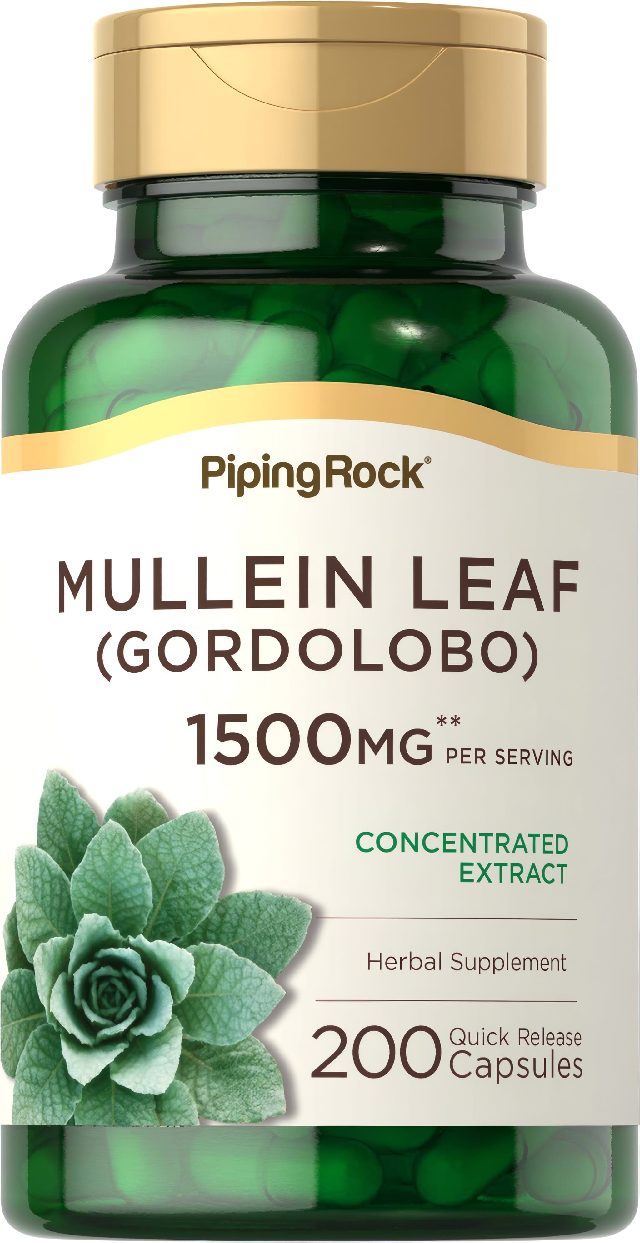 Mullein Leaf (Gordolobo) 1500 mg per serving, Concentrated Extract, Herbal Supplement, 200 Quick Release Capsules.