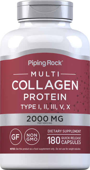 Multi Collagen Protein (Types I, II, III, V, X), 2000 mg (per serving), 180 Quick Release Capsules