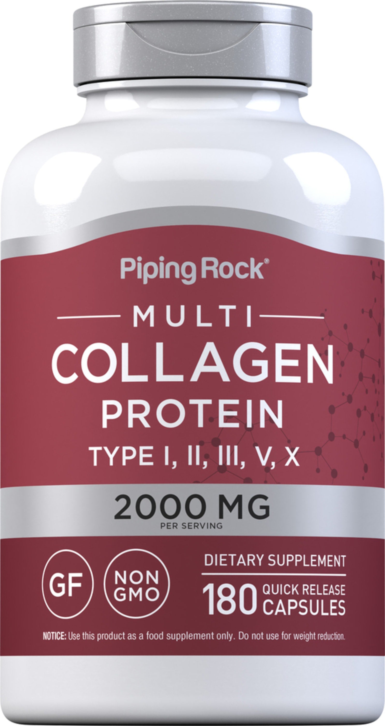 Multi Collagen Protein (Types I, II, III, V, X), 2000 mg (per serving), 180 Quick Release Capsules