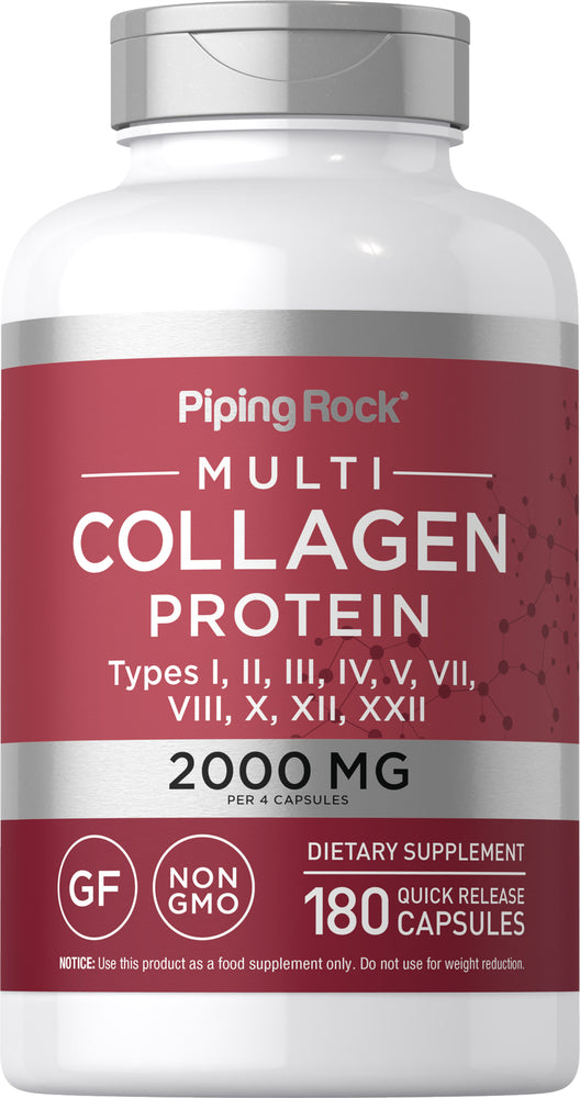 Multi Collagen Protein (Types I, II, III, V, X), 2000 mg (per serving), 180 Quick Release Capsules