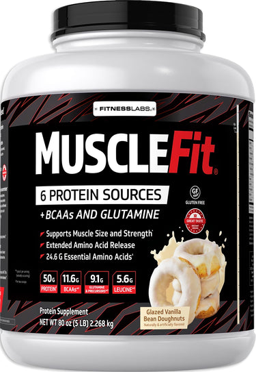 MuscleFit Protein Powder (Glazed Vanilla Bean Doughnuts), 5 lb (2.268 kg) Bottle
