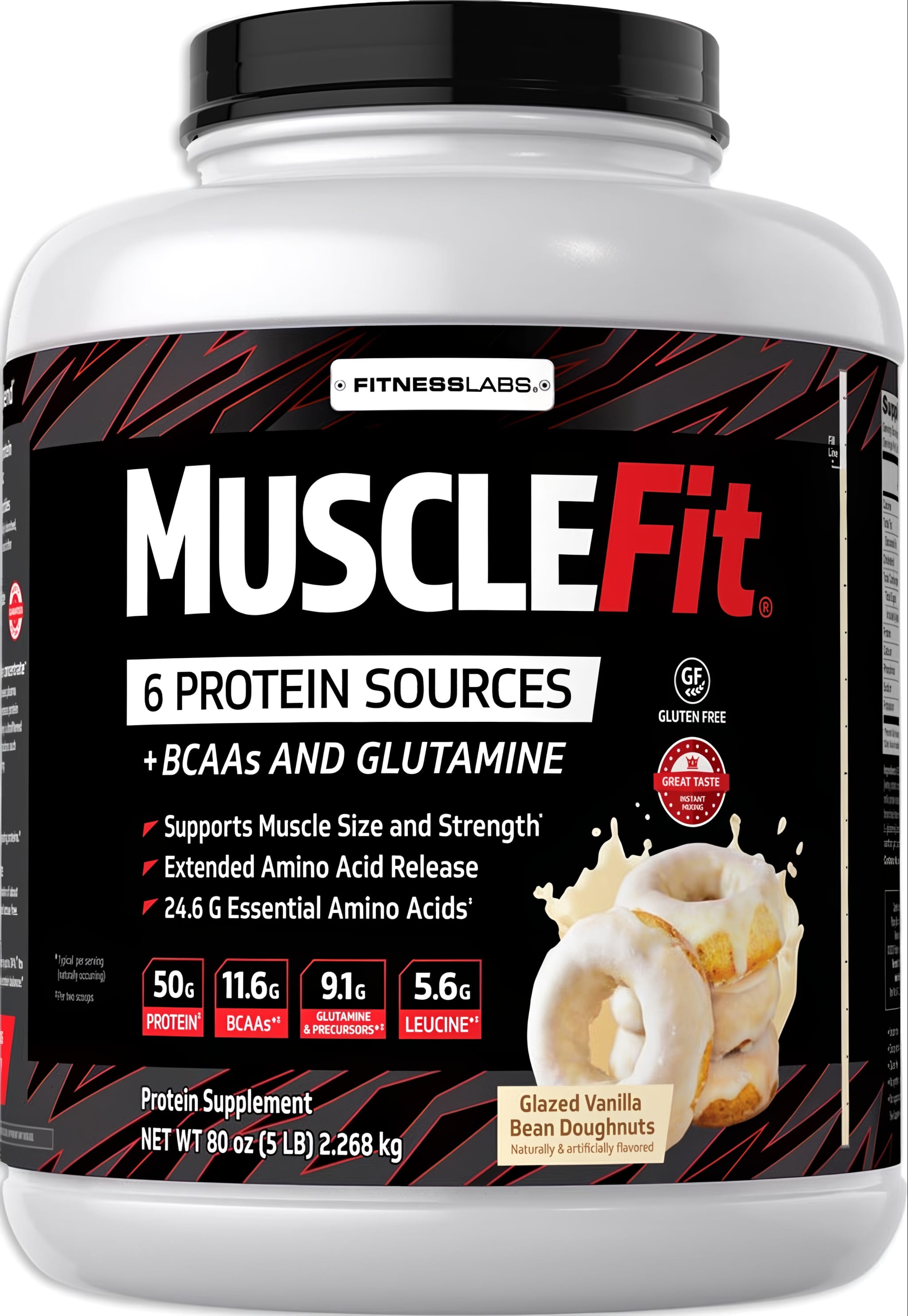MuscleFit Protein Powder (Glazed Vanilla Bean Doughnuts), 5 lb (2.268 kg) Bottle