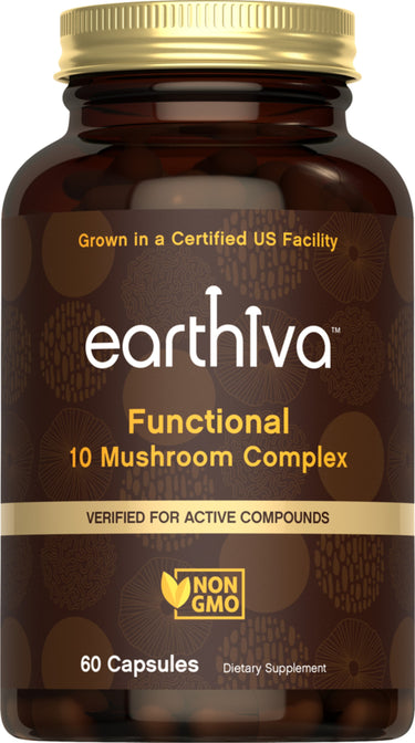 Organic Mushroom Capsules | Grown in a Certified US Facility | 10-in-1 Complex 1,200 mg | Lion’s Mane, Chaga, Turkey Tail, Maitake, Shiitake, Reishi & More | Laboratory Tested | Superior Absorption
