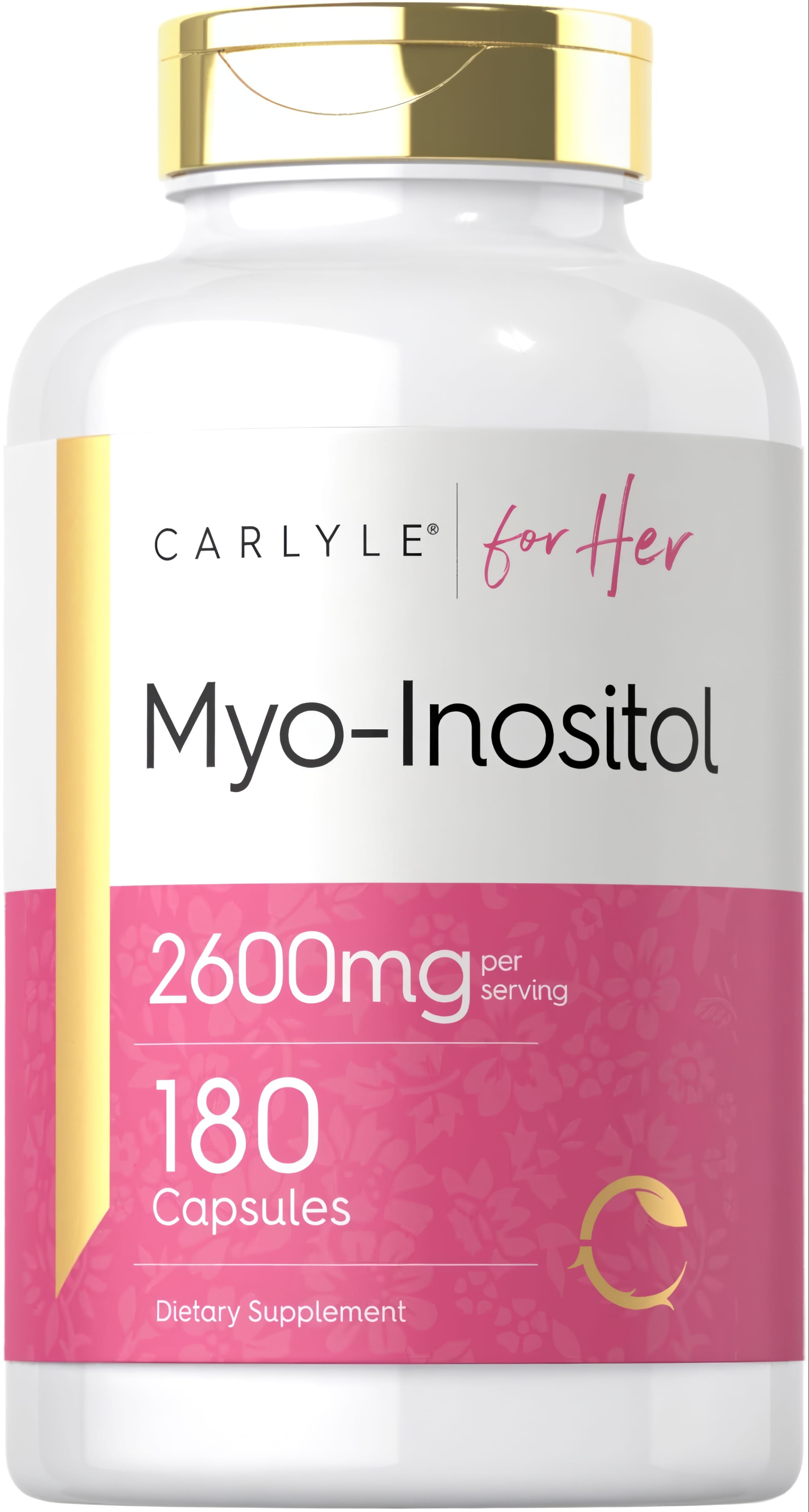 Carlyle for Her Myo-Inositol, 2600mg per serving, with 180 capsules as a dietary supplement.