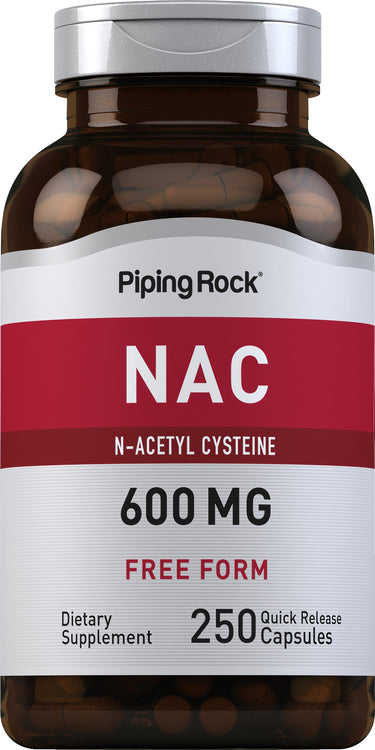 N-Acetyl Cysteine 600 MG, 250 quick release capsules bottle.