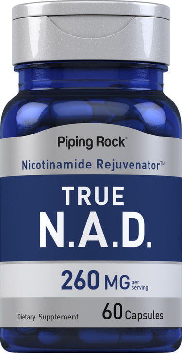 TRUE N.A.D. Nicotinamide Rejuvenator offers 260 MG per serving, 60 capsules, perfect for enhancing your wellness routine.