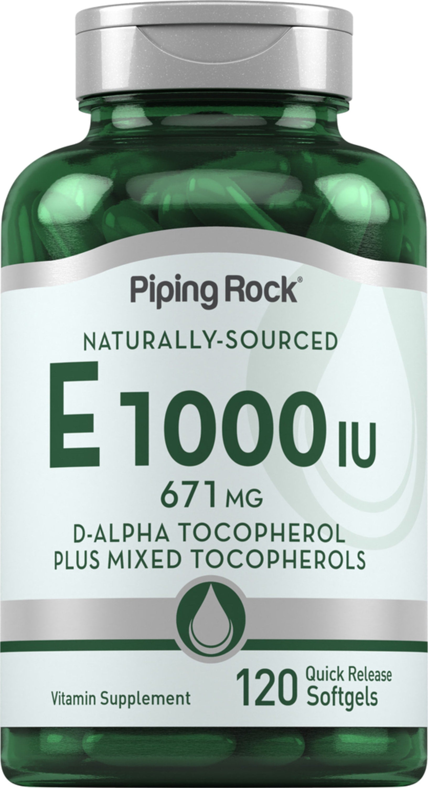 Natural Vitamin E Plus Mixed Tocopherols, 1000 IU, 120 Quick Release Softgels