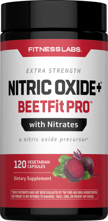 FITNESSLABS. Extra Strength Nitric Oxide+ BeetFit PRO with Nitrates, 120 Vegetarian Capsules, Dietary Supplement.