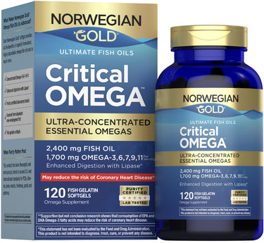 Norwegian Gold Critical Omega, 120 Fish Gelatin Softgels