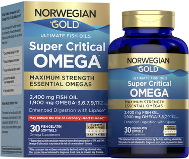Norwegian Gold Super Critical Omega, 30 Fish Gelatin Softgels