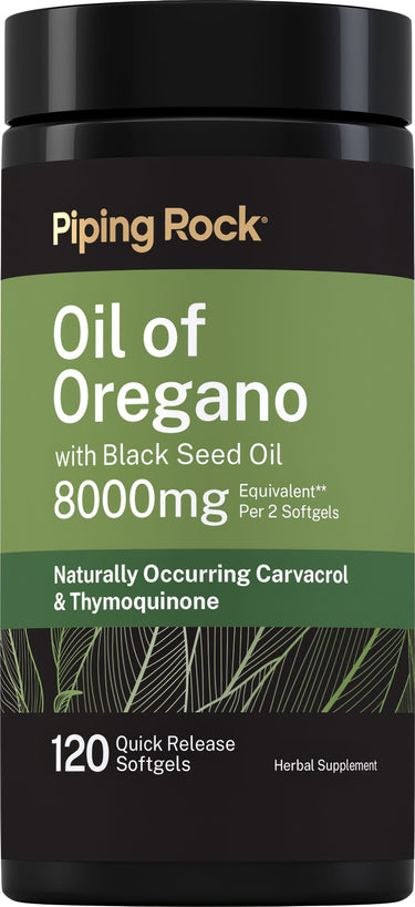 Oil of Oregano with Black Seed Oil, 8000 mg (per serving), 120 Quick Release Softgels