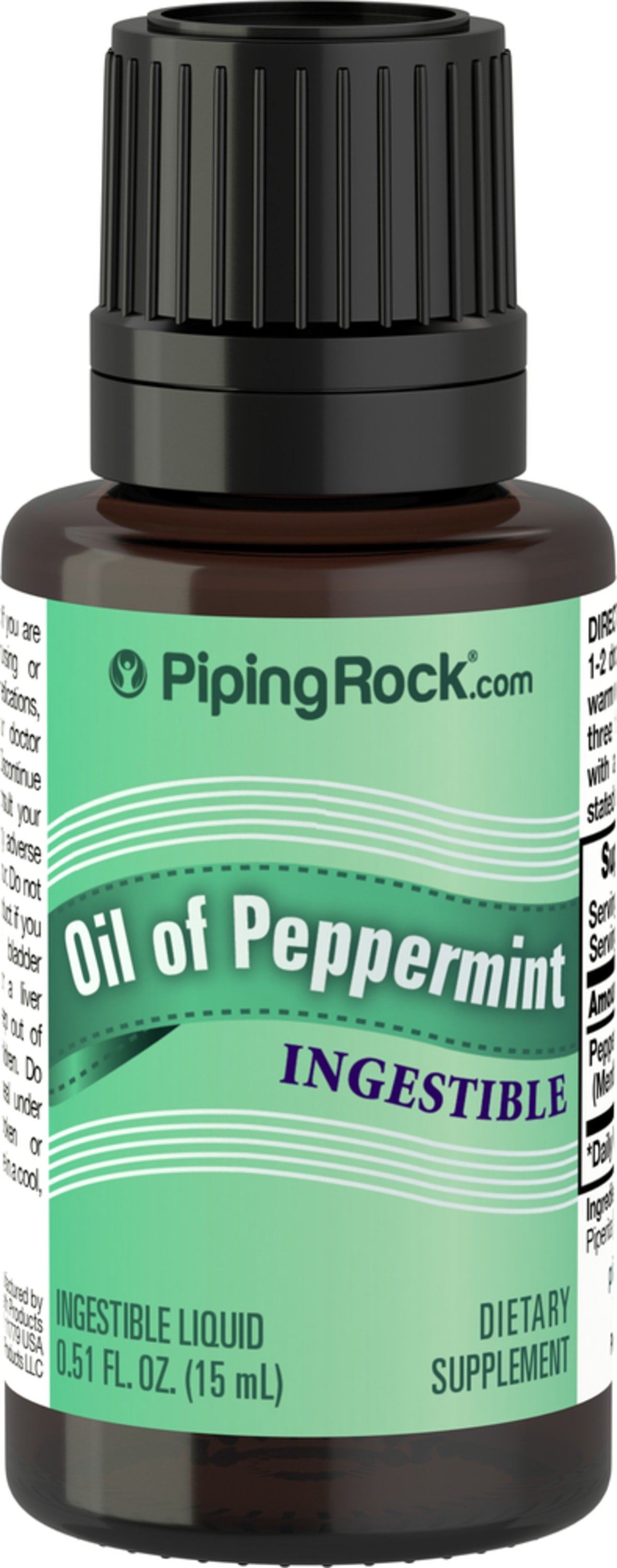 Oil of Peppermint ingestible liquid, 0.51 FL. OZ. (15 mL), dietary supplement in a small bottle.