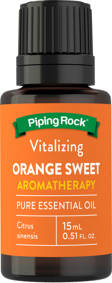 Bottle of Orange Sweet Aromatherapy Pure Essential Oil, 15 mL (0.51 FL. OZ.), shown in product image.
