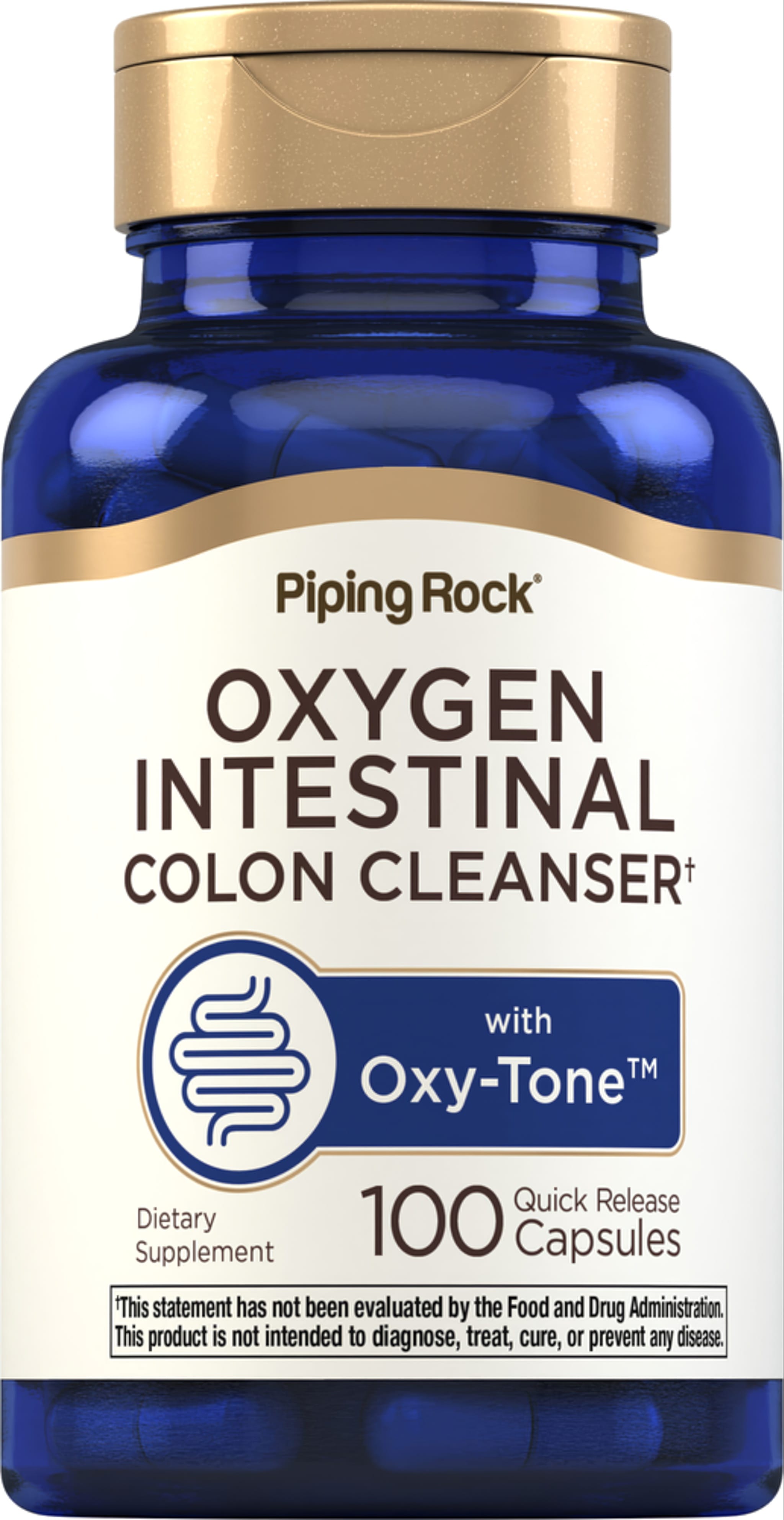 Oxygen Intestinal Colon Cleanser contains 100 quick release capsules with Oxy-Tone for digestive health.