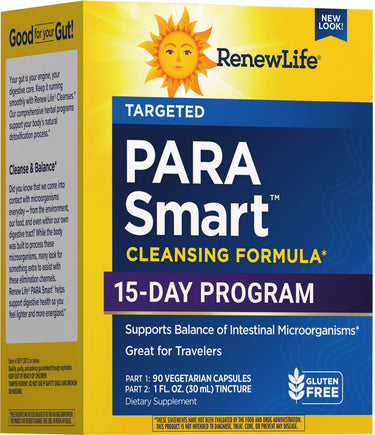 RenewLife PARA Smart Cleansing Formula: 15-Day Program with 90 Vegetarian Capsules & 1 fl oz Tincture. Gluten Free.