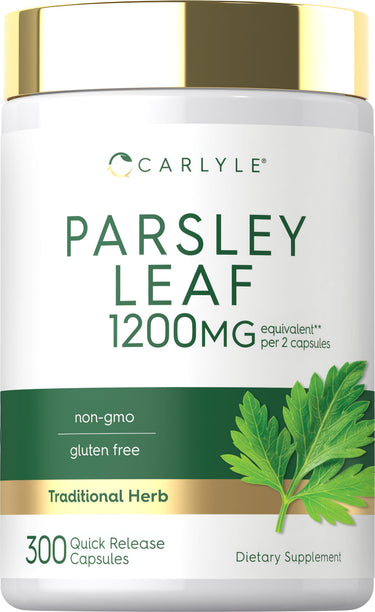 Parsley Leaf capsules provide 1200 mg equivalent per serving; includes 300 quick release capsules.