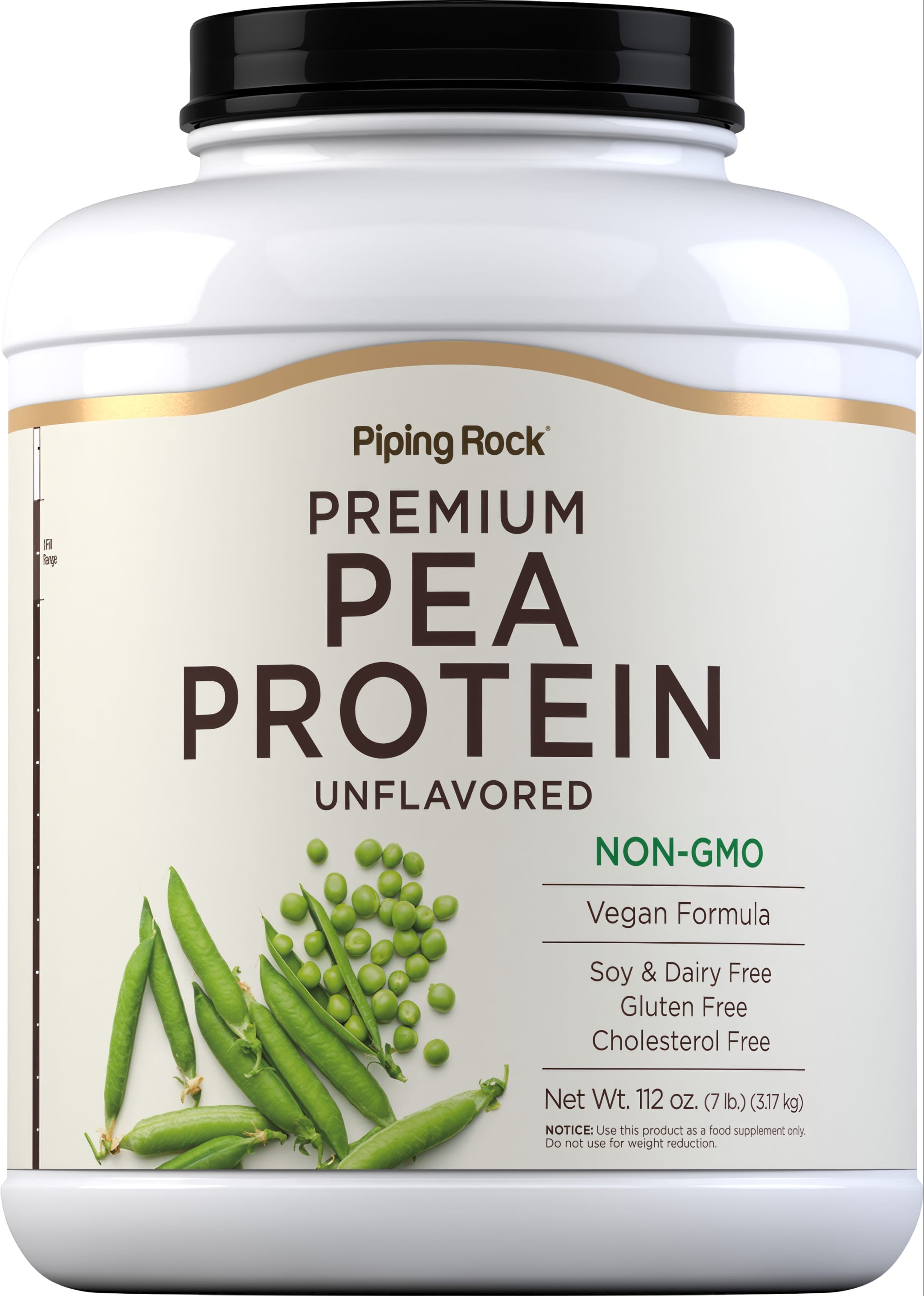 Premium Pea Protein Unflavored powder, 112 oz. (7 lb.) (3.17 kg) tub. Non-GMO, Vegan, Soy & Dairy Free, Gluten Free, Cholesterol Free.