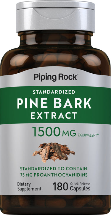 Pine Bark Extract, 1500 mg equivalent, standardized to 75 mg proanthocyanidins, in 180 quick release capsules.