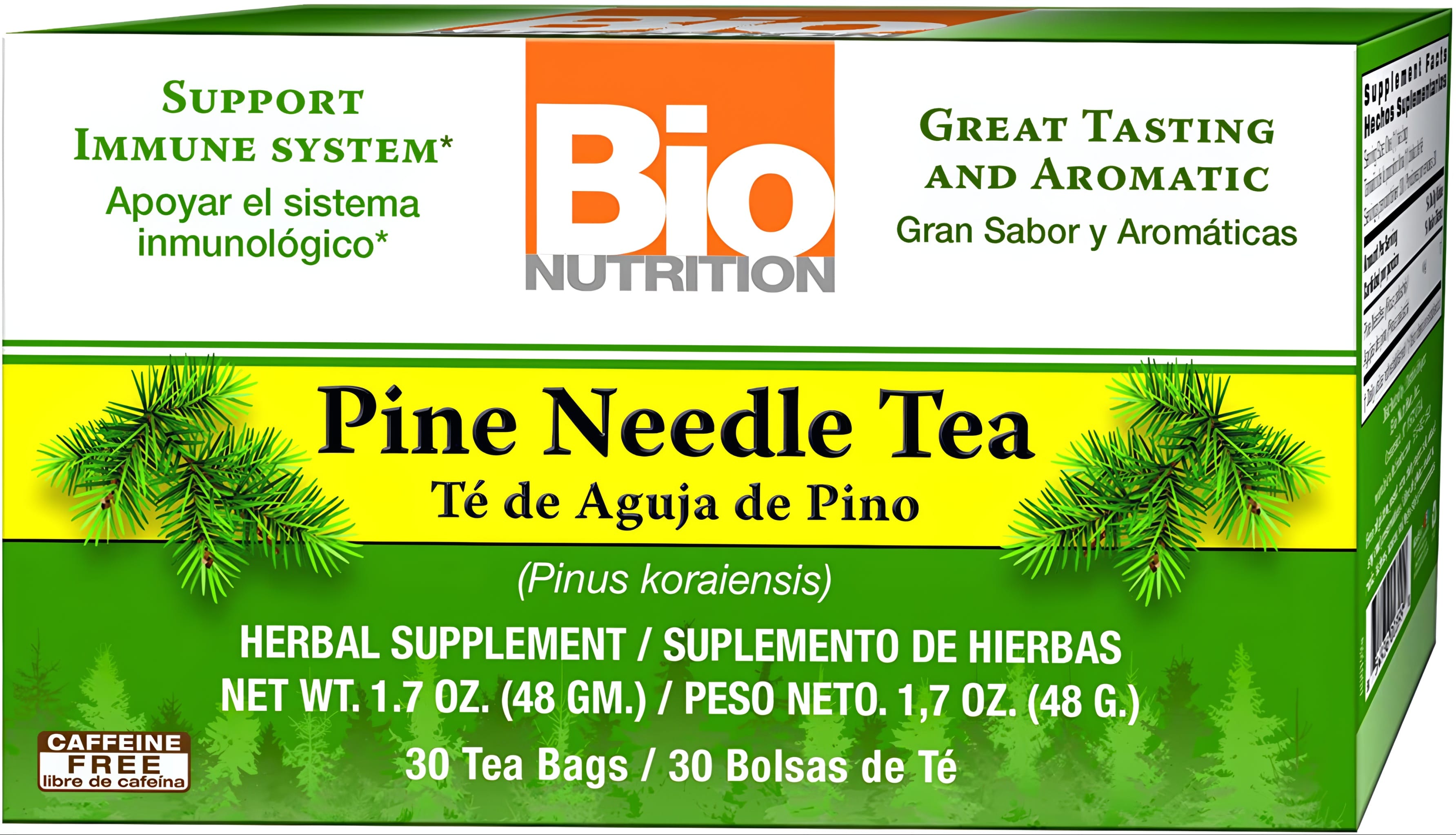 Pine Needle Tea, 30 tea bags, net weight 1.7 oz (48 gm), caffeine free.