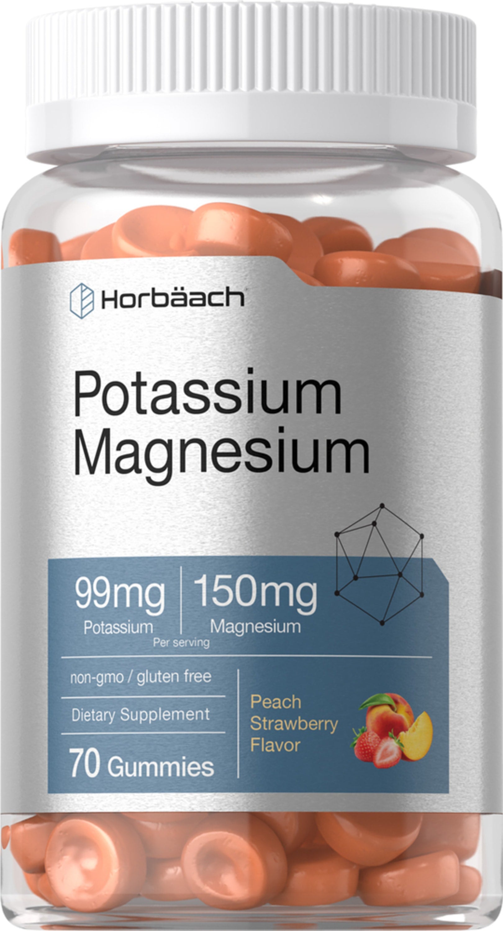 Potassium Magnesium 99mg/150mg (Peach Strawberry), 70 Gummies