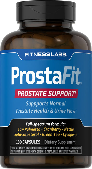ProstaFit Prostate Support with 180 capsules. Supports normal prostate health and urine flow. Full-spectrum formula included.