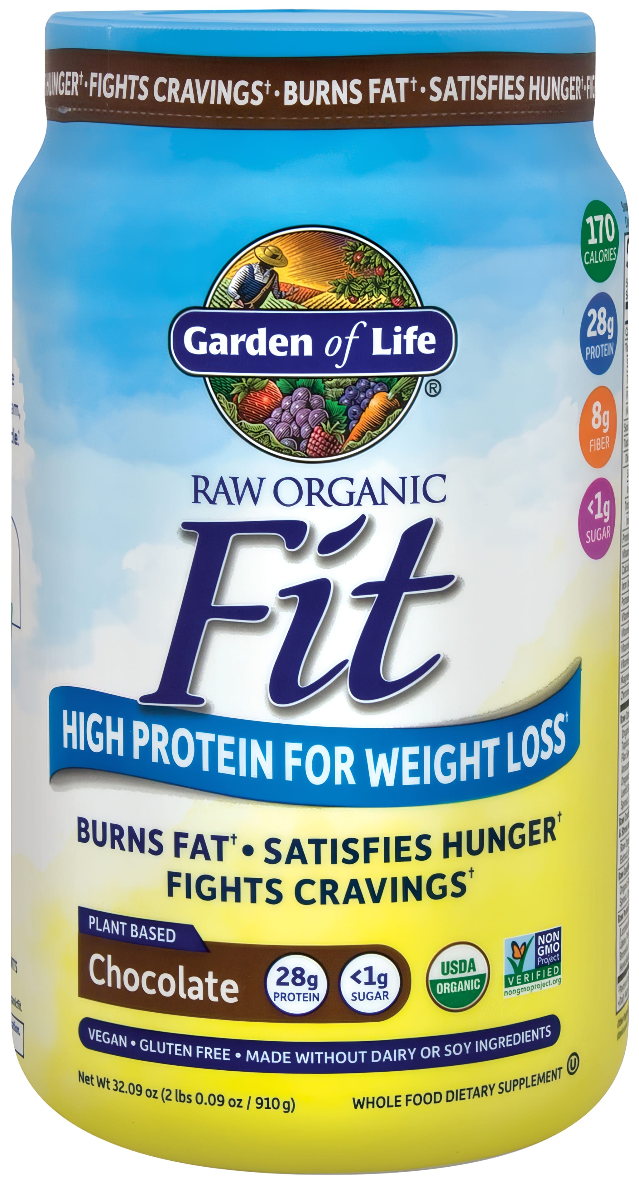 Raw Organic Fit Powder (Chocolate), 32.09 oz (930 g) Bottle