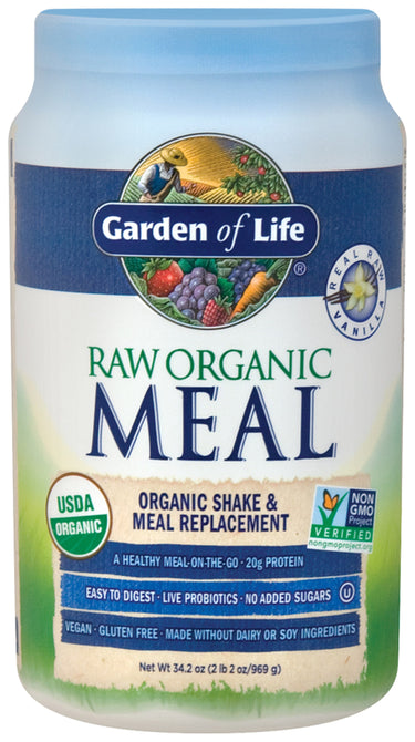 Raw Organic Meal Powder (Vanilla), 34.2 oz (969 g) Bottle