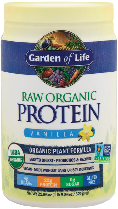 Raw Organic Plant Protein Powder (Vanilla), 21.86 oz (620 g) Bottle