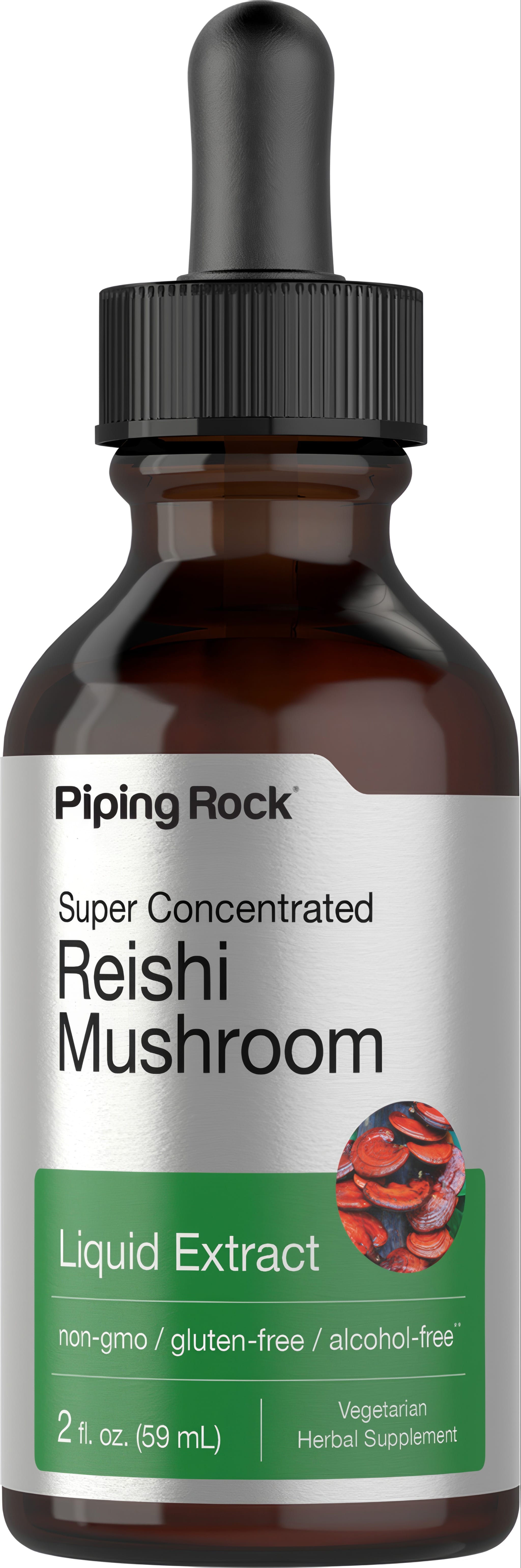 Reishi Mushroom Liquid Extract, 2 fl. oz. (59 mL). Non-GMO, gluten-free, alcohol-free. Vegetarian herbal supplement.