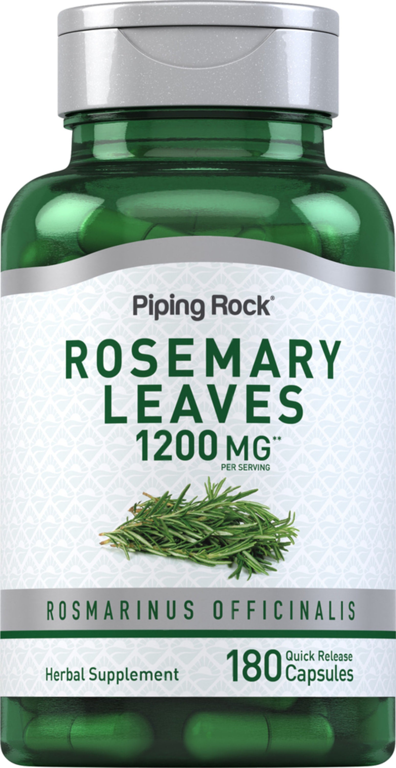 Rosemary Leaves 1200 MG, Rosmarinus Officinalis Herbal Supplement with 180 quick release capsules for better health.
