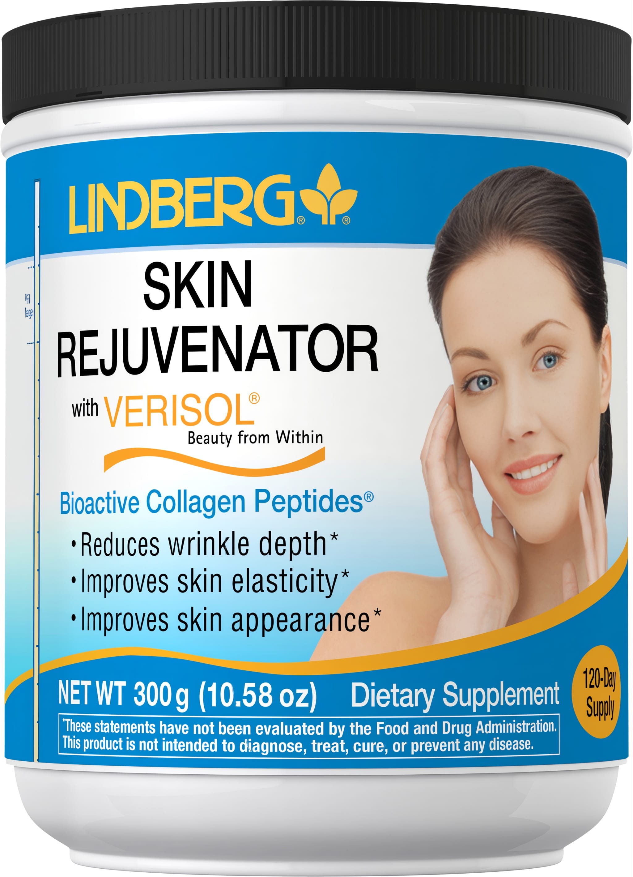 Lindberg Skin Rejuvenator with Verisol Bioactive Collagen Peptides, 300 g (10.58 oz), 120-Day Dietary Supplement Supply.