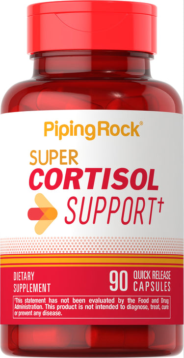 Super Cortisol Support with 90 quick release capsules for stress management.